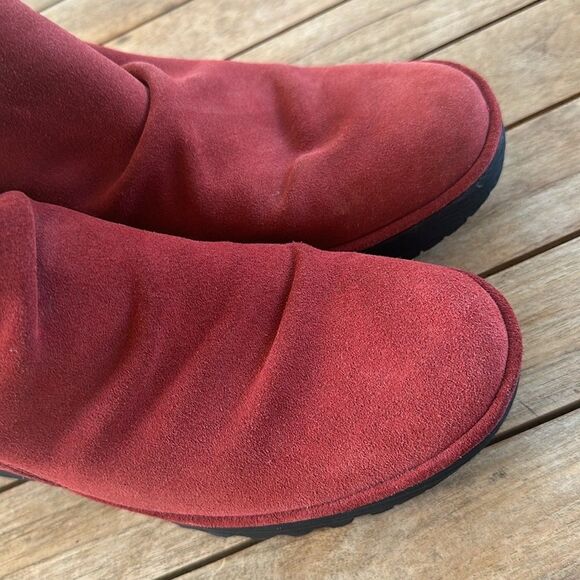 Fly London Yama Red Oiled Wedge Booties 10 - Picture 2 of 6